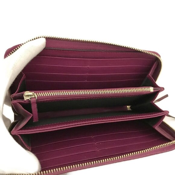 GUCCI Ssima GG Logo Leather Zip Around Long Wallet Purple/7BG0493 - Picture 5 of 8